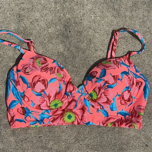 Tori Praver swimwear bikini top small S floral swim bright mango - Picture 3 of 6